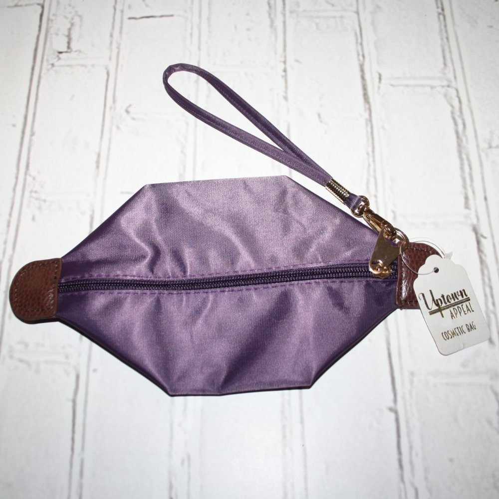 💜🤎 Deep Purple + Brown Travel Makeup Bag · NWT · 8"